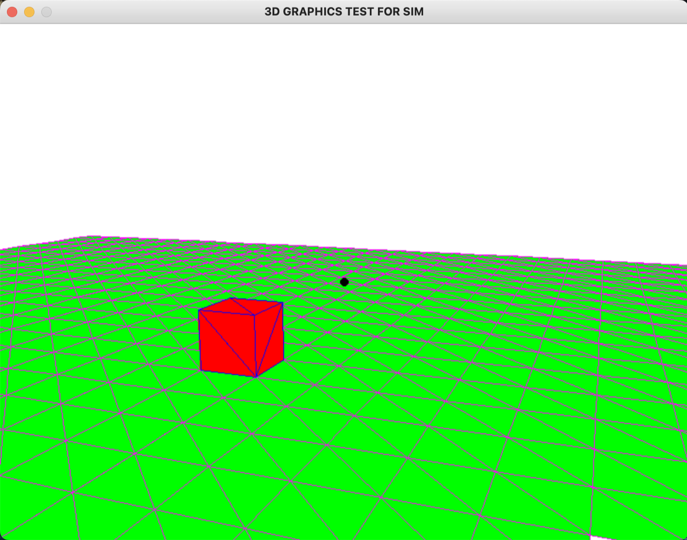 A red cube sitting on a green wireframe grid, used to test back-face culling — only the faces pointing toward the camera are drawn.